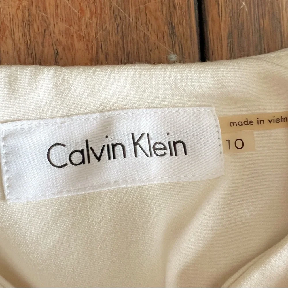 Calvin Klein Cream Blazer 10 Belted Career Office Chic Business Quiet Luxury - Picture 6 of 10